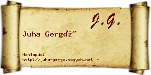 Juha Gergő névjegykártya